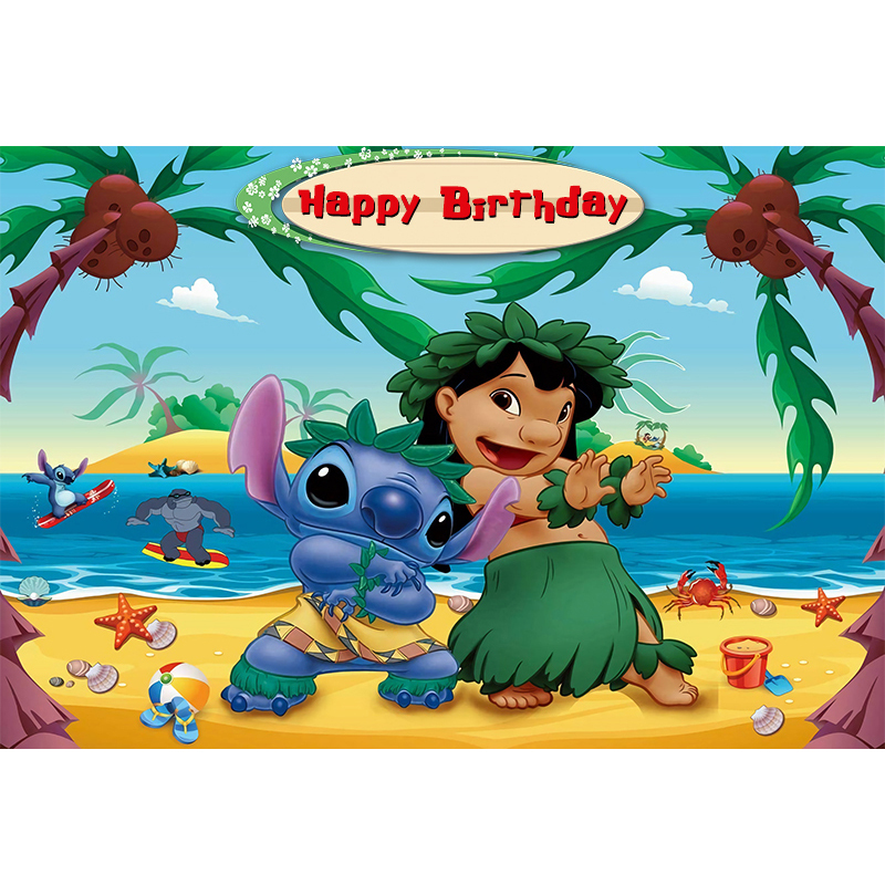 LILO AND STITCH DOG PERSONALISED BIRTHDAY PARTY SUPPLIES BANNER BACKDROP  DECORATION - Beebi Belle