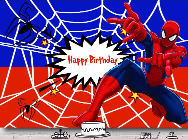 Round Spiderman Backdrop Banner Spidey Background Birthday Party