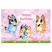 BLUEY BLUE HEELER PUPPY CAKE PERSONALISED BIRTHDAY PARTY SUPPLIES BANNER  BACKDROP DECORATION - Beebi Belle