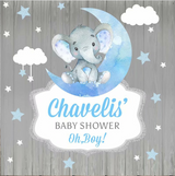 BABY ELEPHANT PERSONALISED BABY SHOWER PARTY BANNER BACKDROP DECORATION