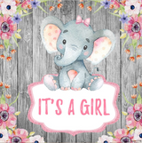 BABY ELEPHANT PINK PERSONALISED BABY SHOWER PARTY BANNER BACKDROP DECORATION