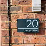 CUSTOM HOUSE NUMBER STREET ADDRESS SIGN DOOR WALL BLACK PLAQUE