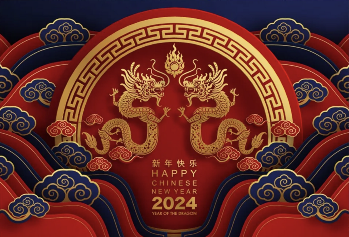 CHINESE LUNAR NEW YEAR RED PACKET DRAGON PARTY BANNER BACKDROP DECORATION