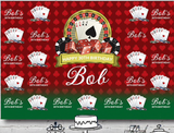 CASINO POKER GAMBLING CARDS RED GREEN PERSONALISED PARTY BANNER BACKDROP