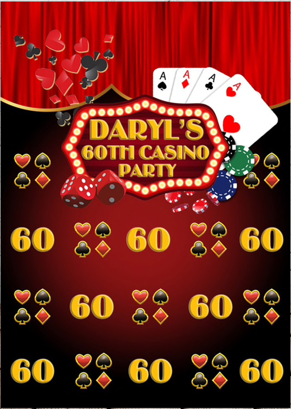 CASINO POKER CARDS SPADES HEARTS DIAMONDS PERSONALISED BIRTHDAY PARTY BANNER BACKDROP