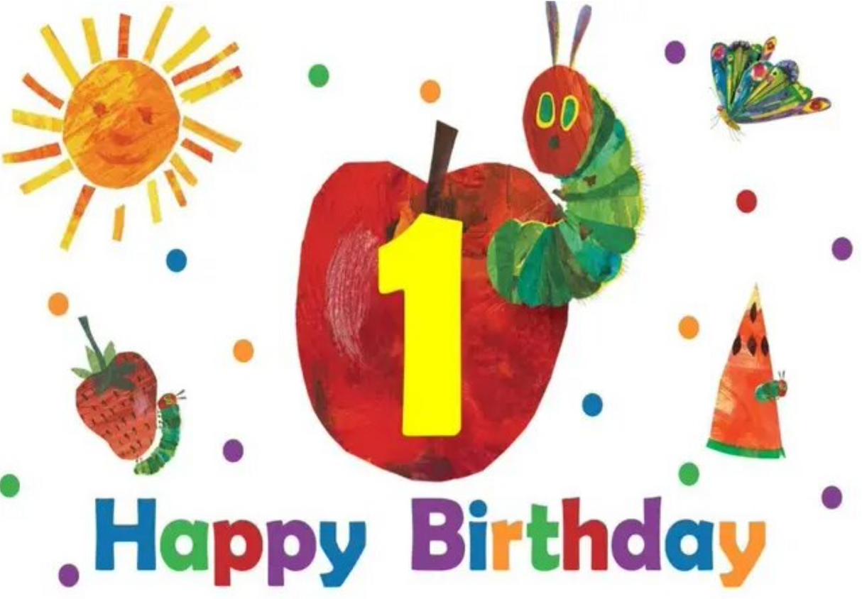 VERY HUNGRY CATERPILLAR APPLE PERSONALISED BIRTHDAY PARTY BANNER BACKDROP