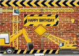 CONSTRUCTION TRUCKS CRANE PERSONALISED BIRTHDAY PARTY BANNER BACKDROP