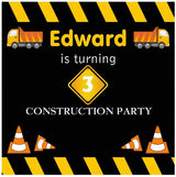 CONSTRUCTION TRUCKS SAFETY CONE PERSONALISED BIRTHDAY PARTY BANNER BACKDROP