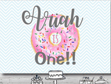 DONUT FIRST 1ST BIRTHDAY PINK PERSONALISED PARTY BANNER BACKDROP DECORATION