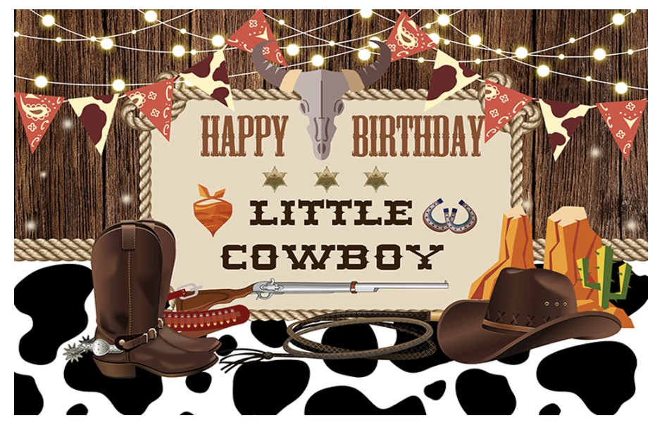 COWBOY FARM WESTERN PERSONALISED BIRTHDAY PARTY BANNER BACKDROP DECORATION