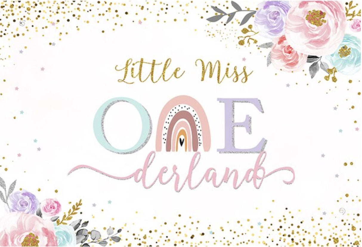 LITTLE MISS ONE BOHEMIAN PERSONALISED FIRST BIRTHDAY PARTY BANNER BACKDROP