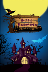 HALLOWEEN WITCH PUMPKIN MOON NIGHT PARTY BANNER BACKDROP DECORATION