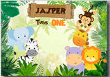 JUNGLE SAFARI ANIMAL ZOO PERSONALISED BIRTHDAY PARTY BANNER BACKDROP