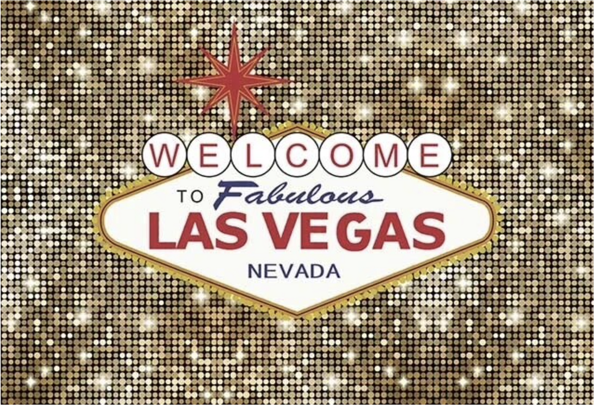 LAS VEGAS WELCOME SIGN CASINO STARS GLITTER BIRTHDAY PARTY BANNER BACKDROP