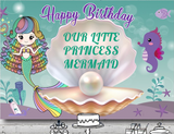 MERMAID RAINBOW PERSONALISED BIRTHDAY PARTY BANNER BACKDROP DECORATION