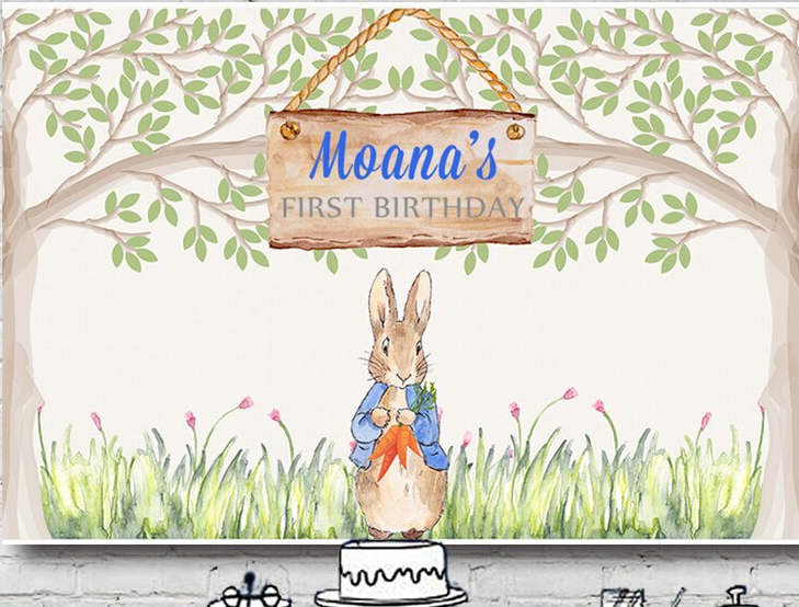 PETER RABBIT GARDEN PERSONALISED BUNNY BAPTISM BIRTHDAY PARTY BANNER DECORATION