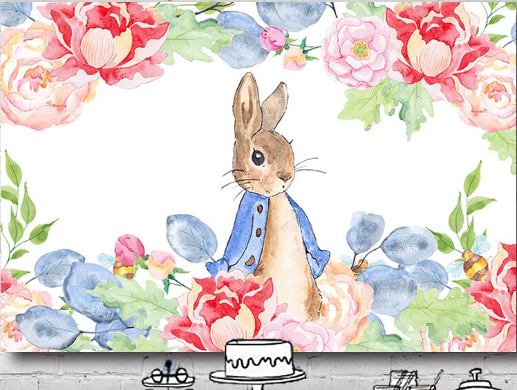 PETER RABBIT FLOWERS PERSONALISED BAPTISM BIRTHDAY PARTY BANNER DECORATION