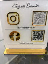 BUSINESS MULTI QR CODE SCANNING SIGN SOCIAL MEDIA BOARD PLAQUE SQUARE GOLD