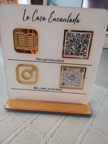 BUSINESS MULTI QR CODE SCANNING SIGN SOCIAL MEDIA BOARD PLAQUE SQUARE GOLD