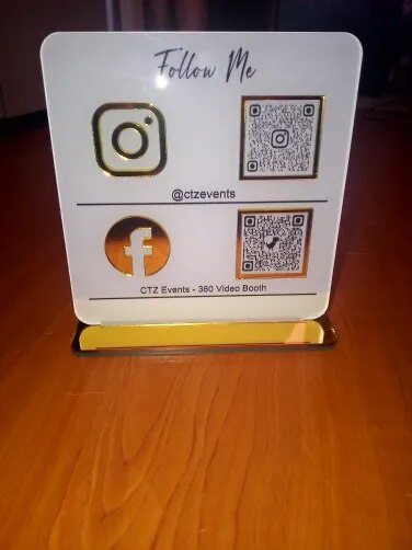 BUSINESS MULTI QR CODE SCANNING SIGN SOCIAL MEDIA BOARD PLAQUE SQUARE GOLD