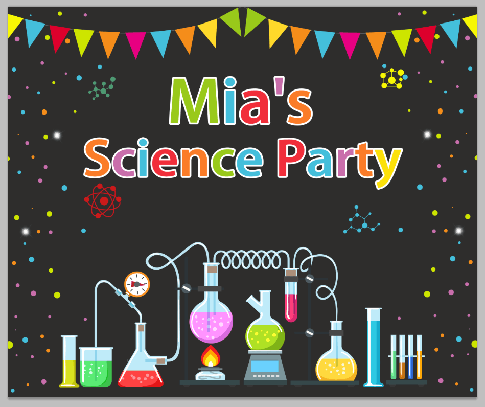 SCIENCE LAB BIRTHDAY PARTY BANNER BACKDROP DECORATION