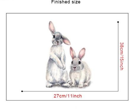 BUNNY RABBITS CUTE ANIMALS GREY WHITE 3D WALL STICKER MURAL ART Decal