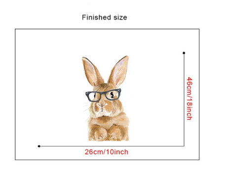 CUTE BUNNY RABBIT WITH GLASSES ANIMALS 3D WALL STICKER MURAL ART Decal