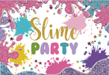 SLIME GLUE GLITTER BIRTHDAY PARTY BANNER BACKDROP DECORATION