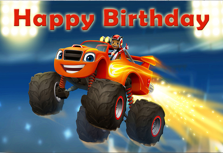 MONSTER TRUCK RED PERSONALISED BIRTHDAY PARTY SUPPLIES BANNER BACKDROP