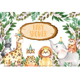 BABY ANIMALS GIRAFFE ELEPHANT BIRTHDAY SHOWER PARTY BANNER BACKDROP DECORATION